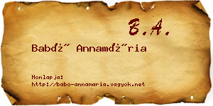 Babó Annamária névjegykártya